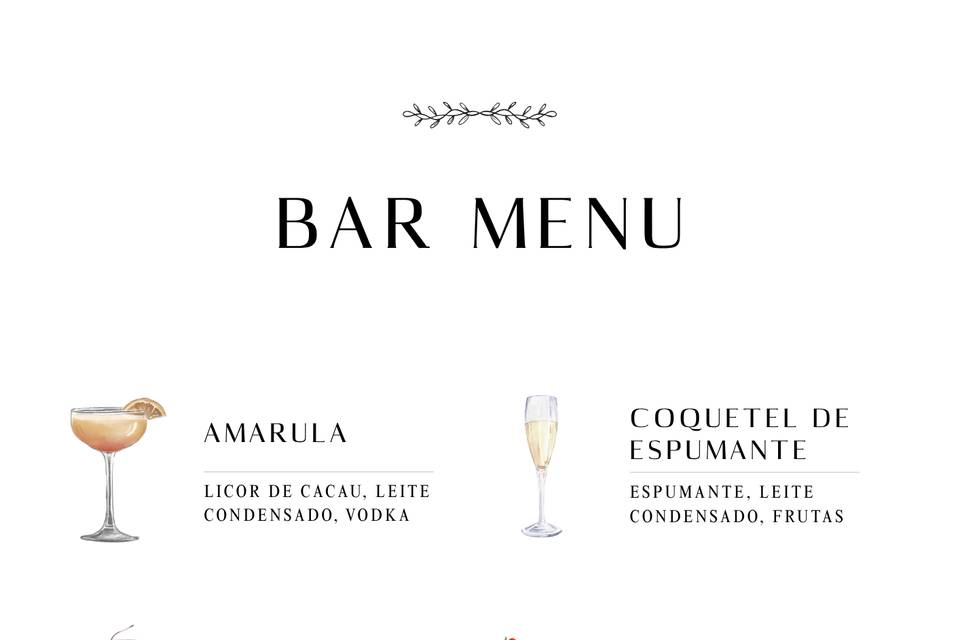 Menu Bar Drinks