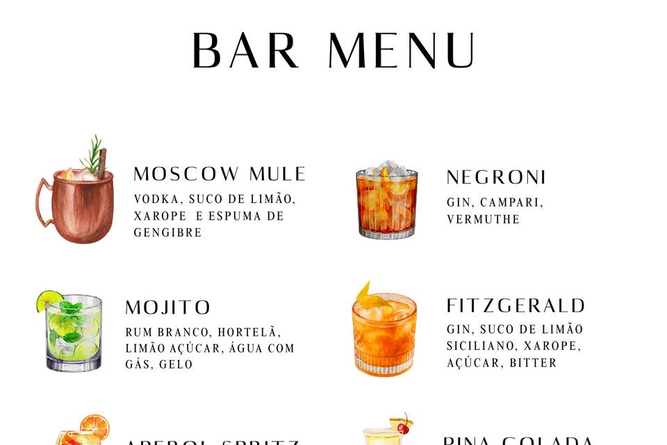 Menu Bar Drinks