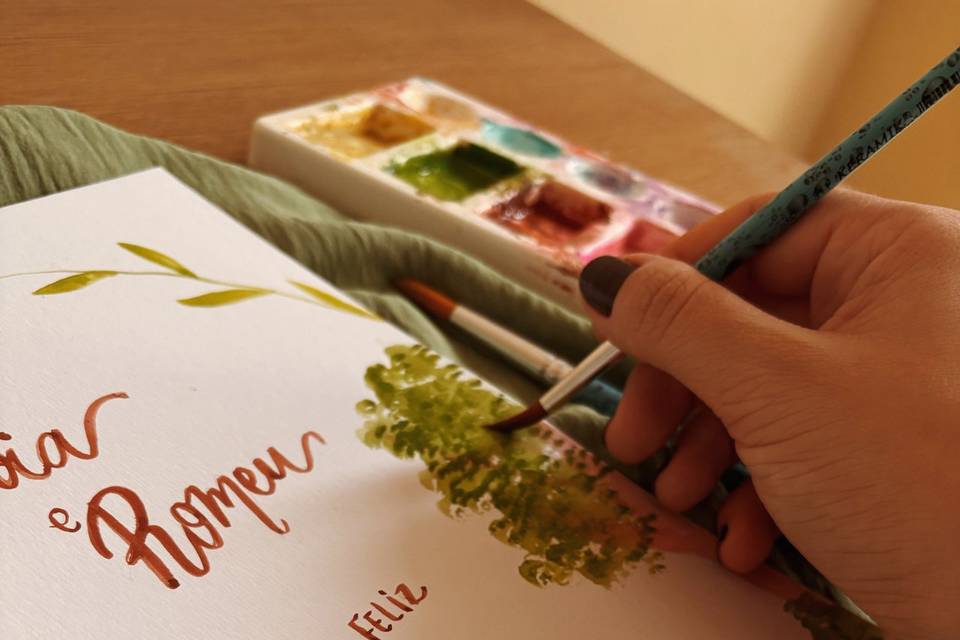 Save the Date - em aquarela