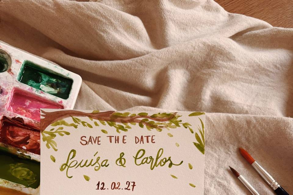 Save the Date - em aquarela