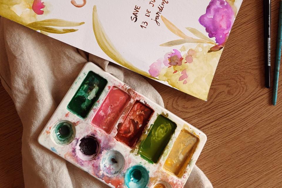 Save the Date - em aquarela