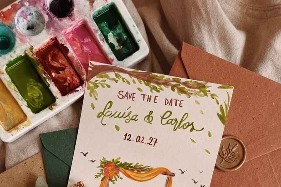 Save the Date - em aquarela