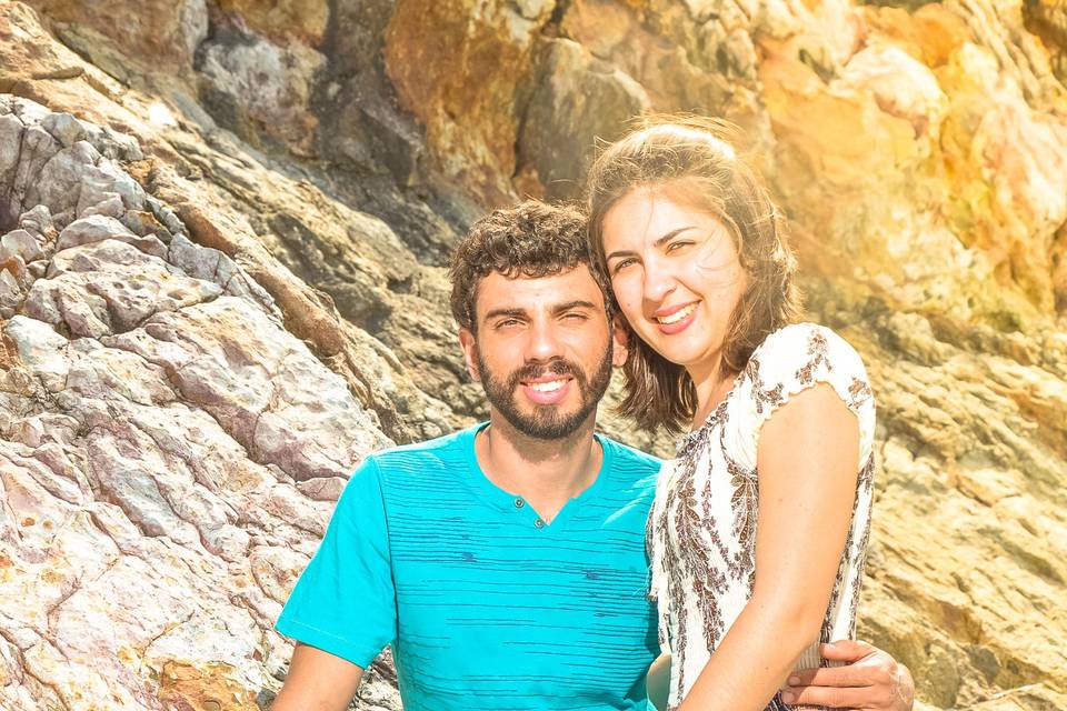 O casal na praia