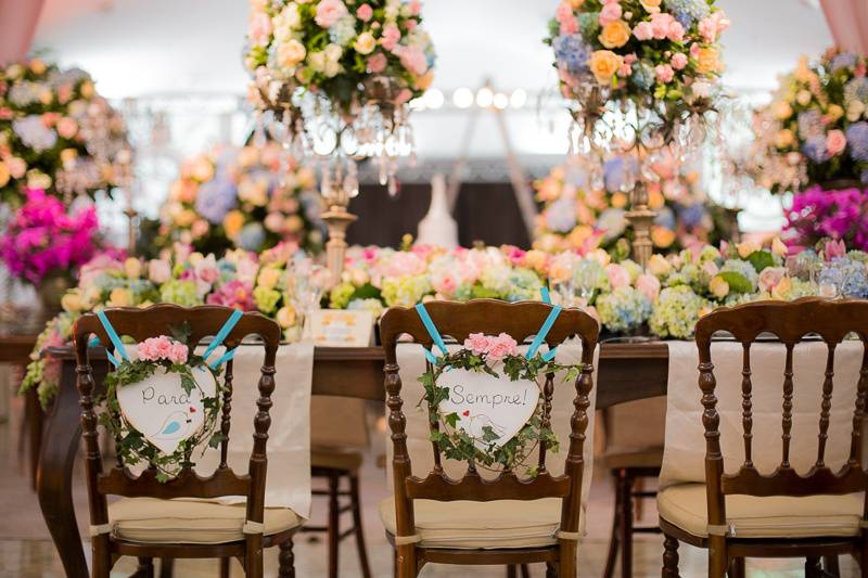 Casamento azul e champanhe