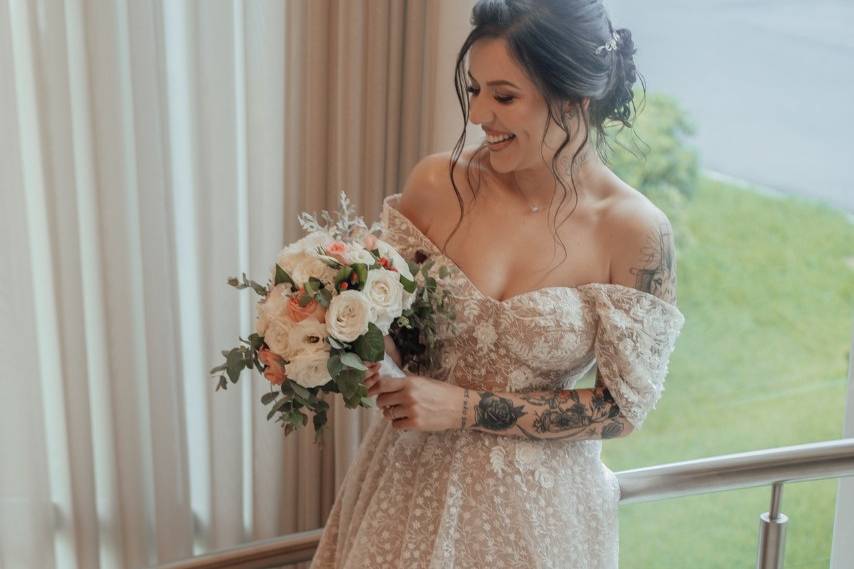 Vestido De Noiva Longo Evase Em Renda Com Manga, Indicado Para Casamento  Civil, Religioso, Campo E Pré Wedding