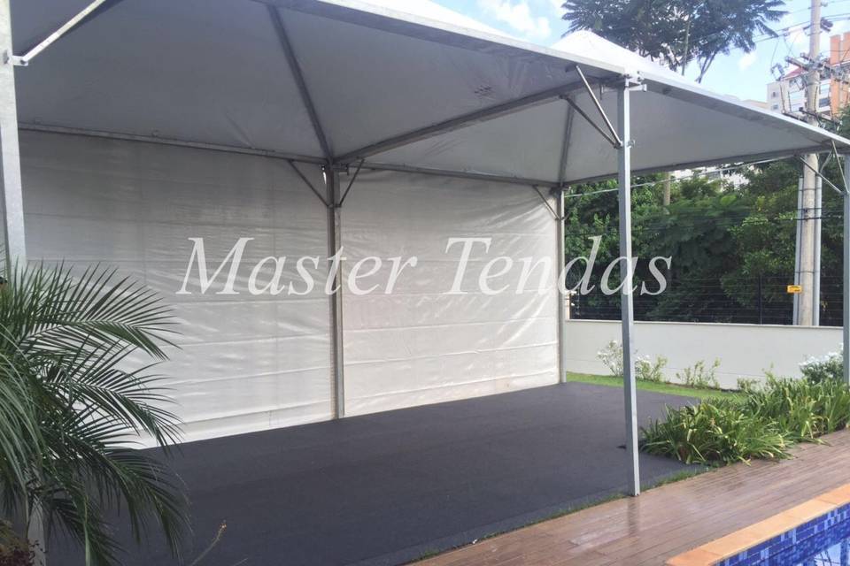 Tenda acoplada com calha 4x4m