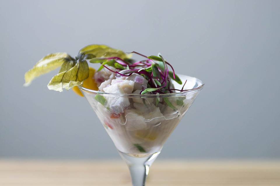 Ceviche com castanhas