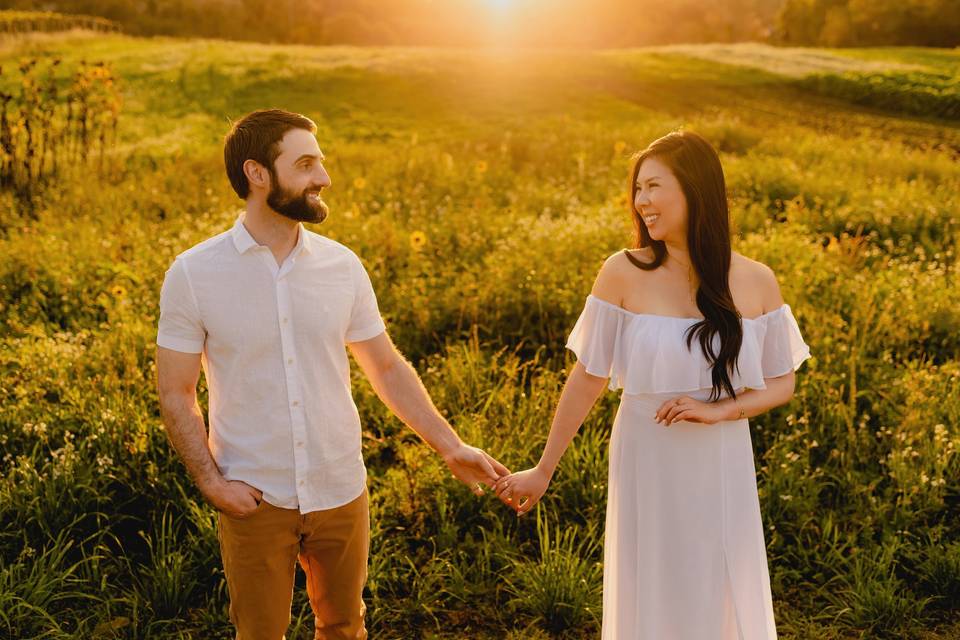 Pré casamento no por do sol