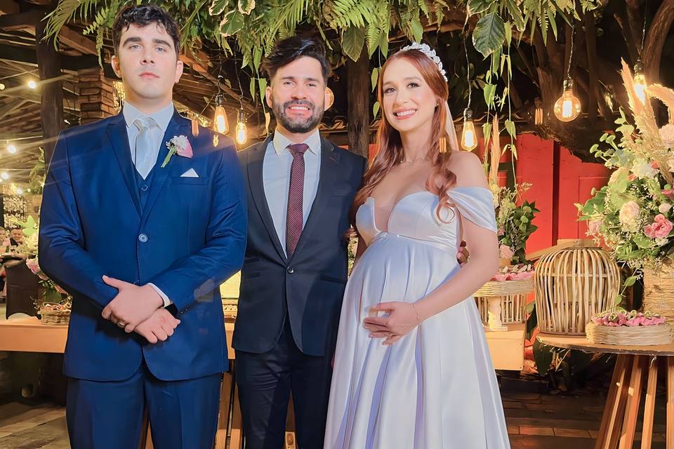 Foto com os noivos