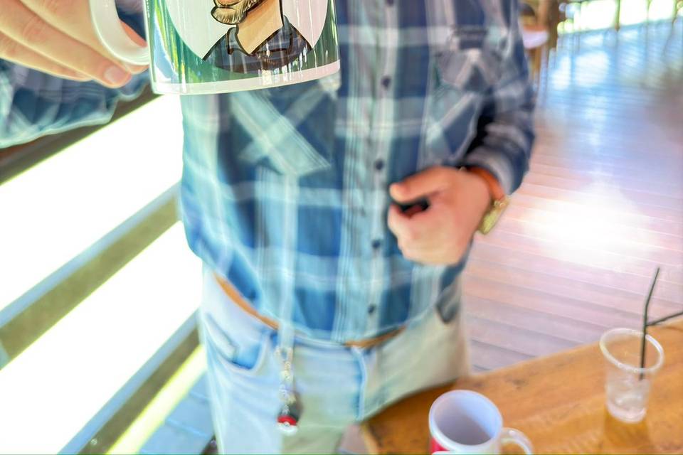 Caricatura em caneca ao vivo