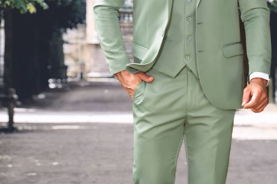 Traje noivo verde menta