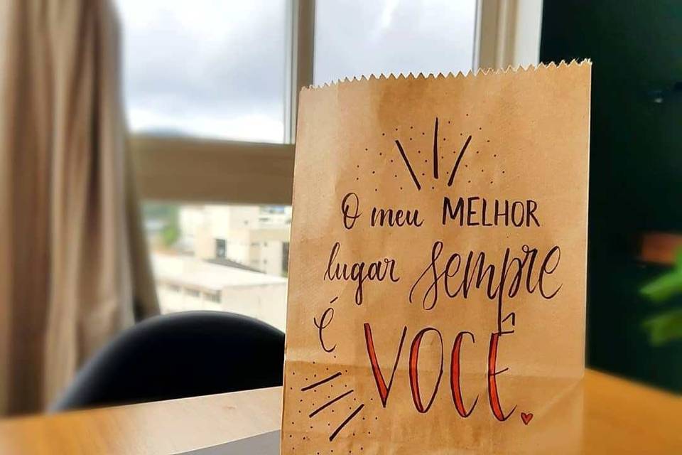 Embalagem com frases lindas