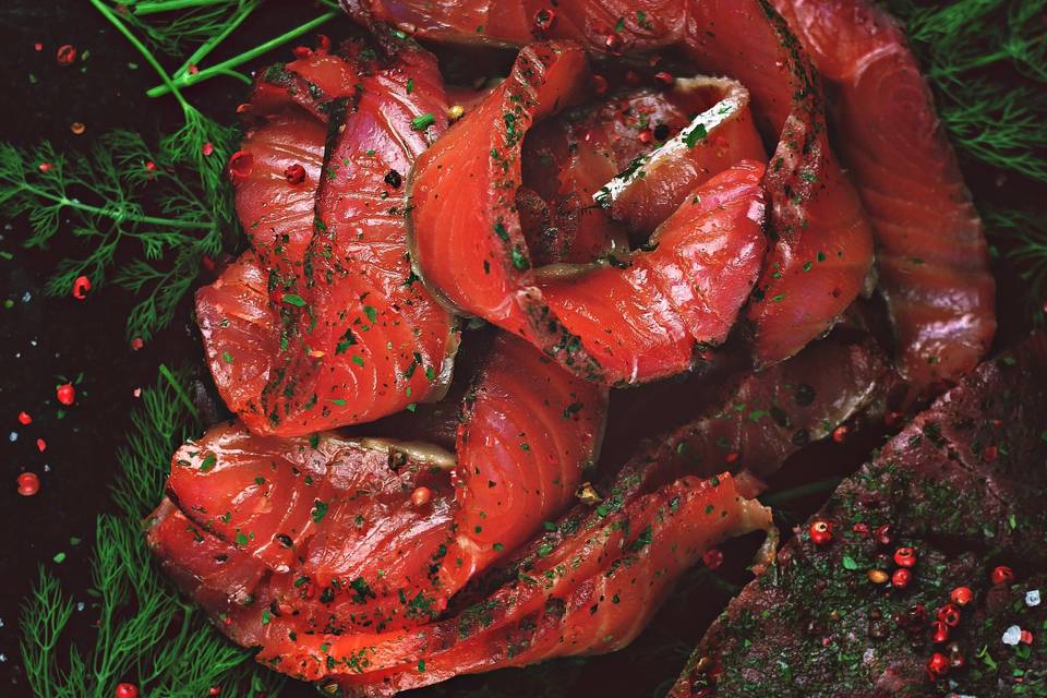 Gravlax com vodka e açúcar mas