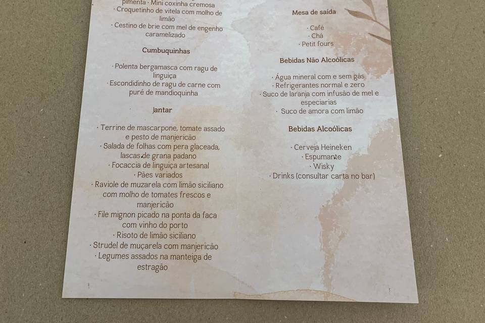 Menu aberto