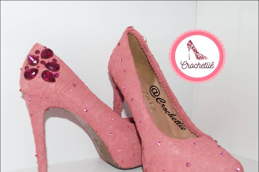 Sapato de renda rosa