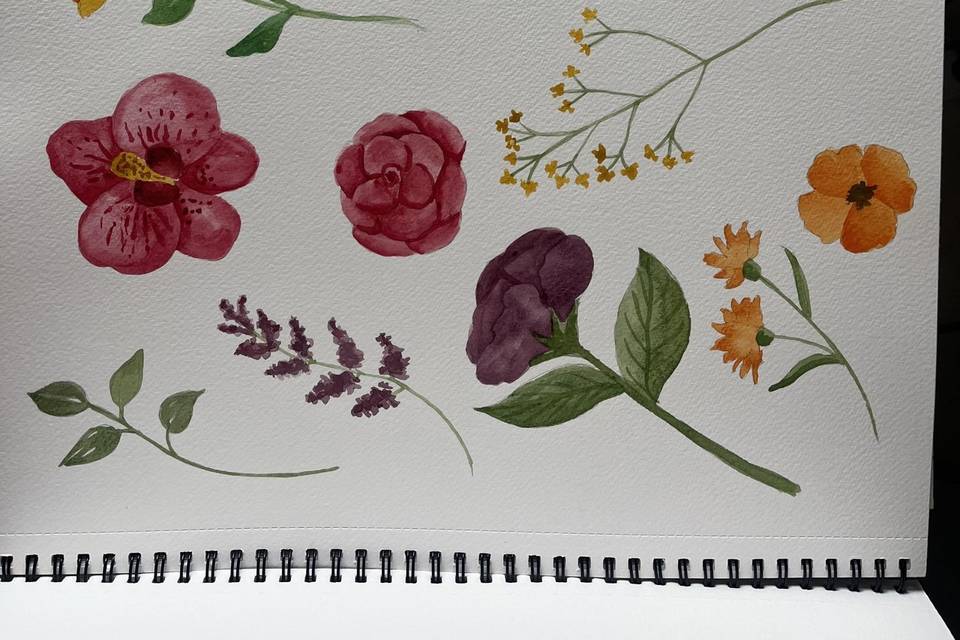 Flores em aquarela