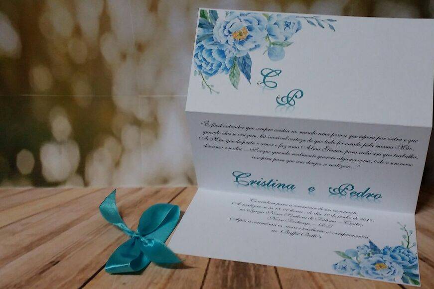Convite Floral - Azul