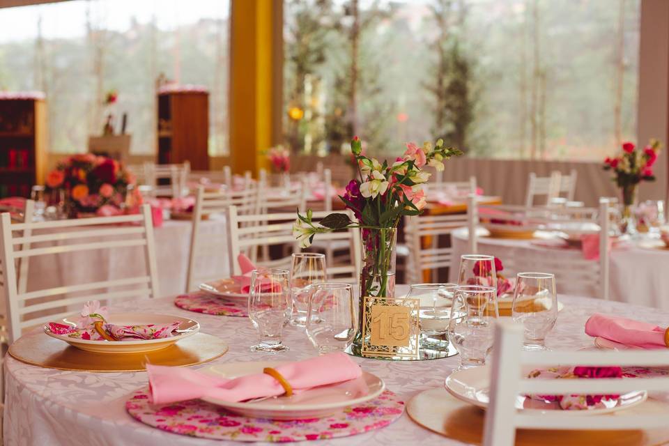 Mesa convidados pink