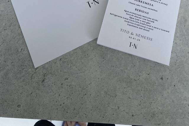 Menus de prato e de bar