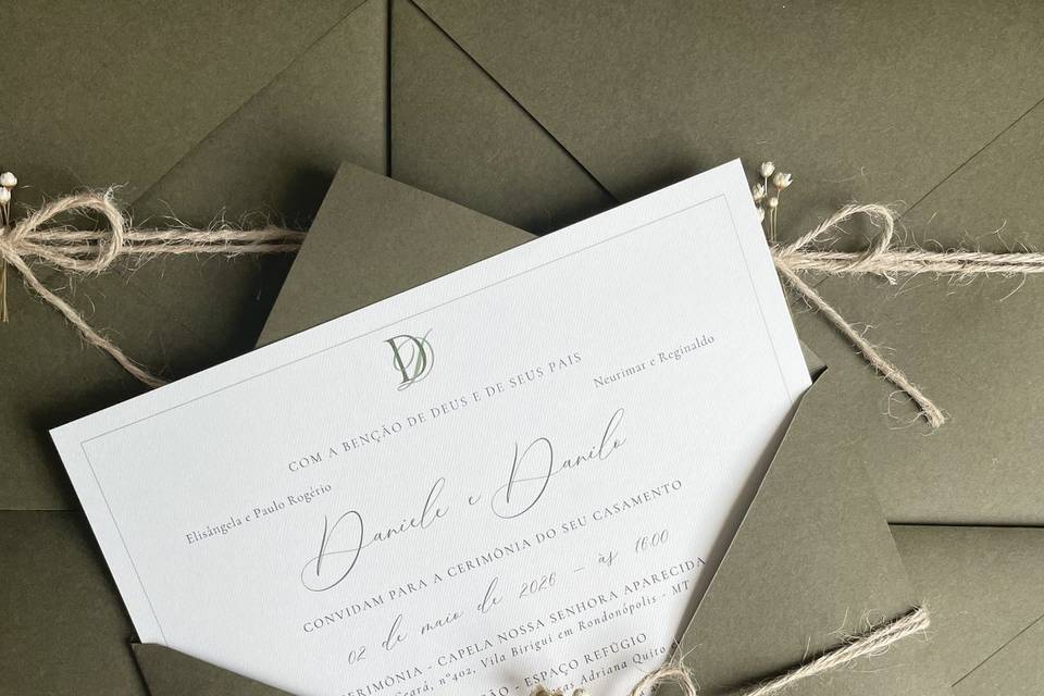 Convite clássico rústico