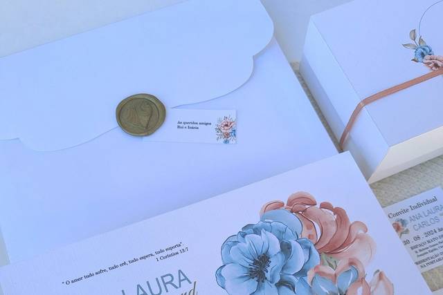 Convite envelope romântico