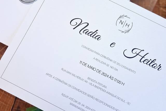 Convite envelope aba reta