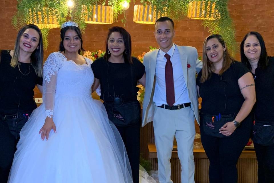 Noivos e equipe