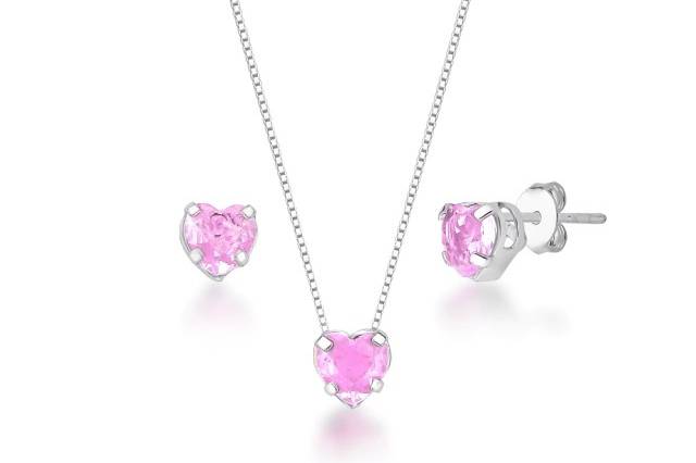 Conjunto Coração em Prata 925