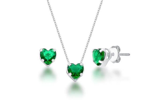 Conjunto Coração em Prata 925