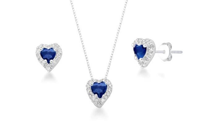 Conjunto Coração em Prata 925