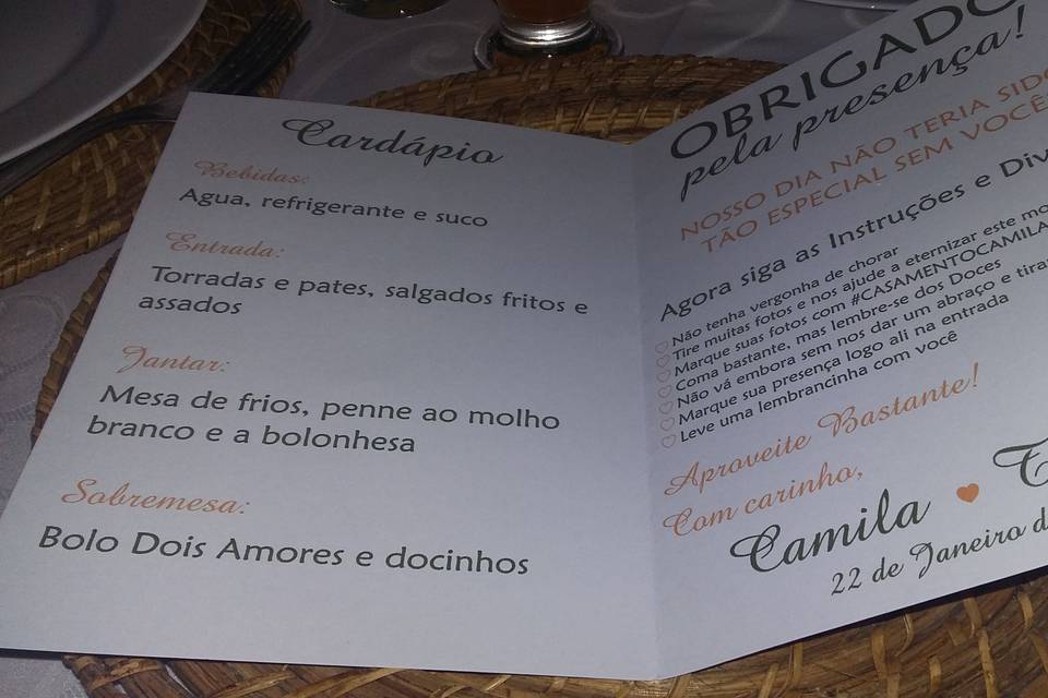 Cardápio / Menu