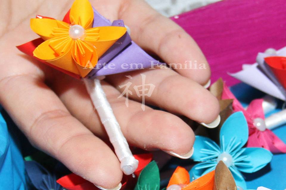 Mini buquê de origami