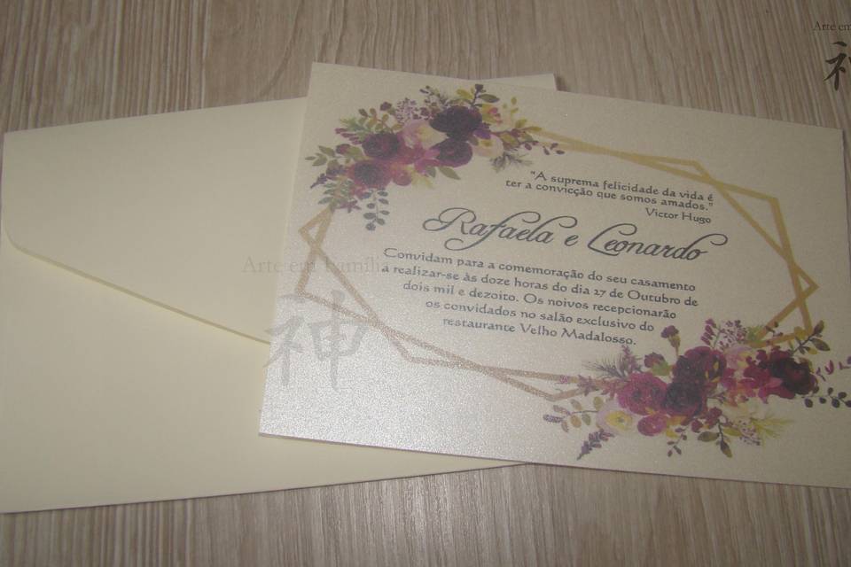 Convite 10x14cm envelope perol