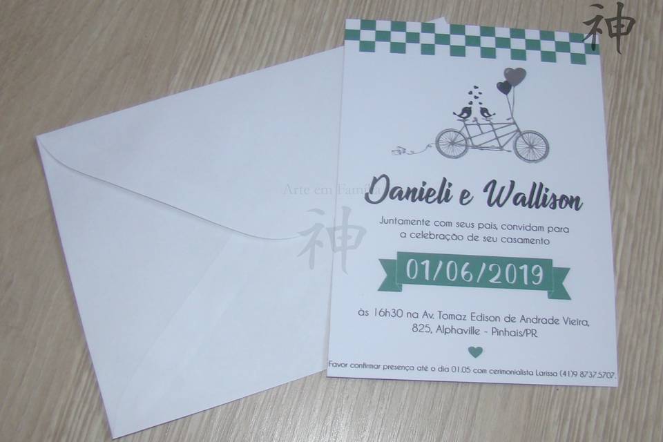 Convite 10x14cm envelope branc