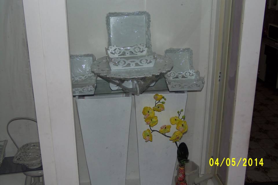 Cubos mesas bolo branco neve