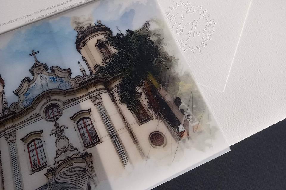 Capa para convite com aquarela