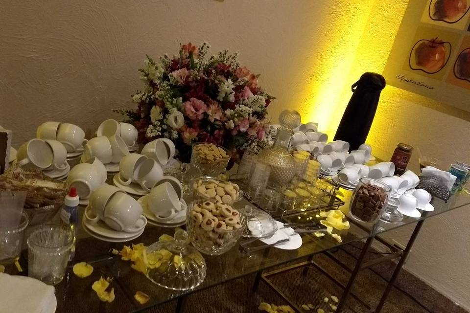 Mesa de café casamento hotel