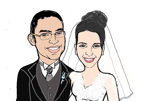 Caricatura casamento noivos