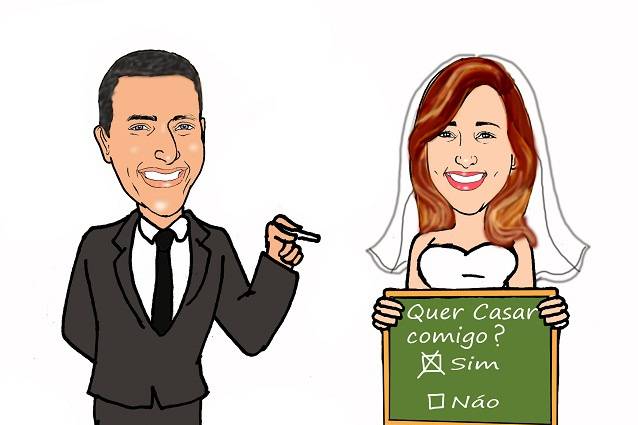 Caricatura casamento noivos