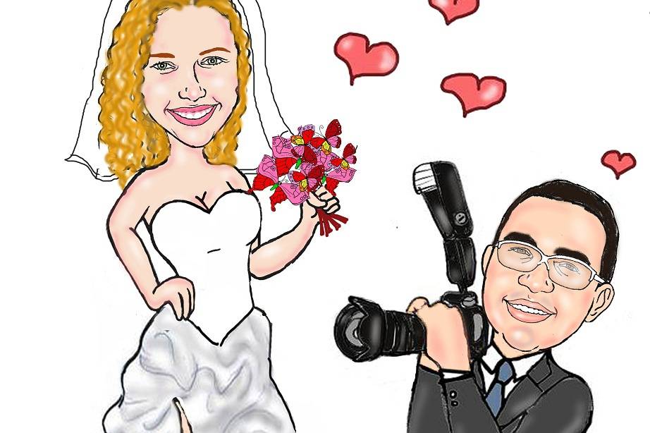 Caricatura casamento noivos