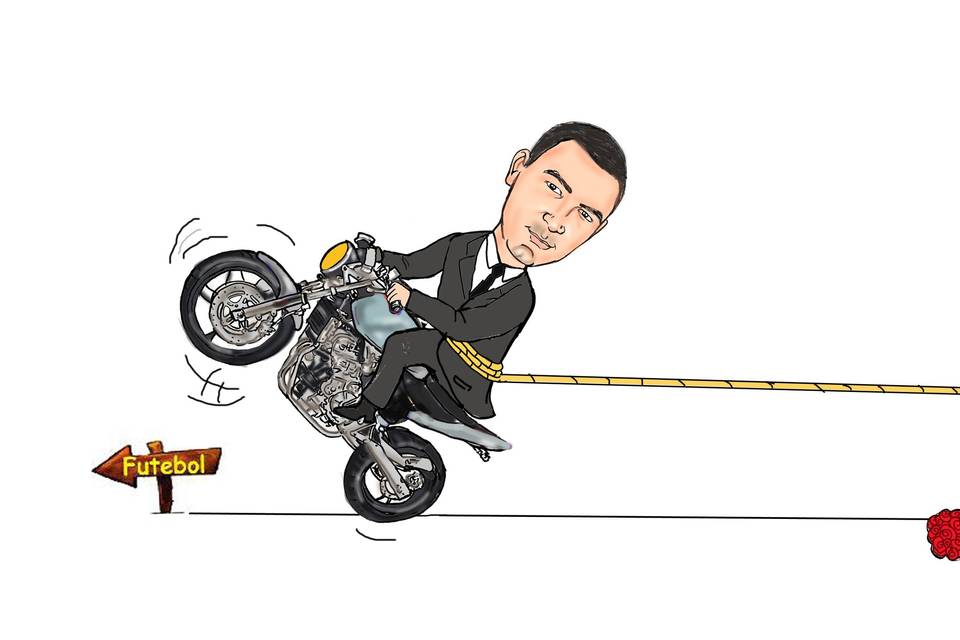 Caricatura Digital de Motoqueiro Harleyro