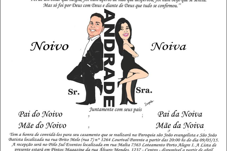 Convite com caricatura