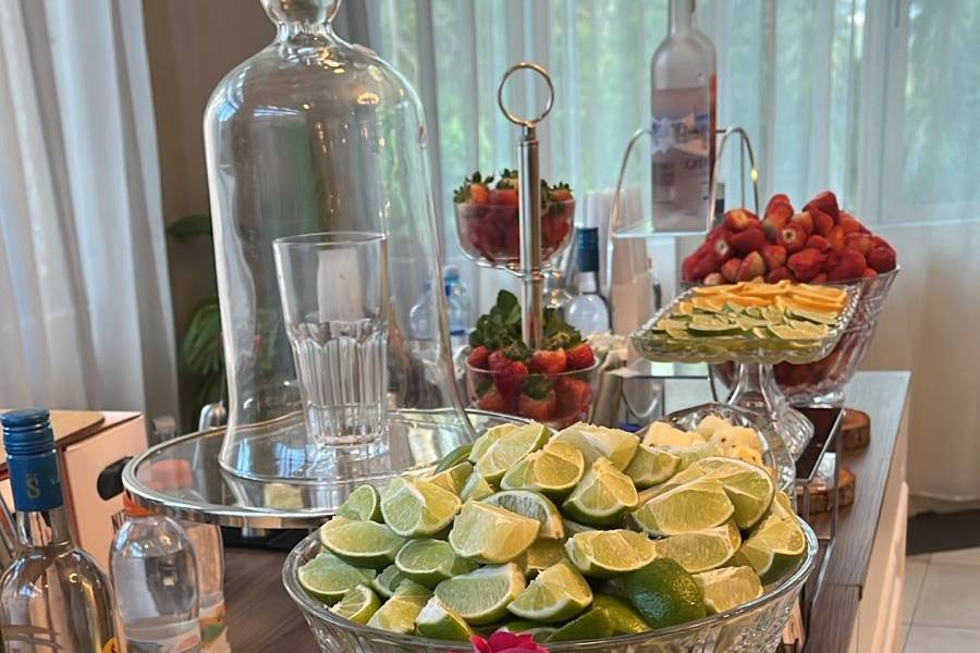 Mesa de drinks decorada