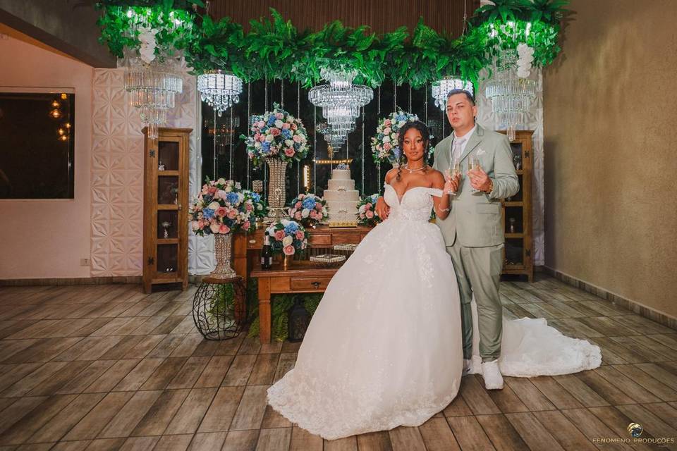 Casal mesa do bolo