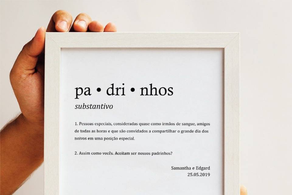 Quadro para presentear os padrinhos