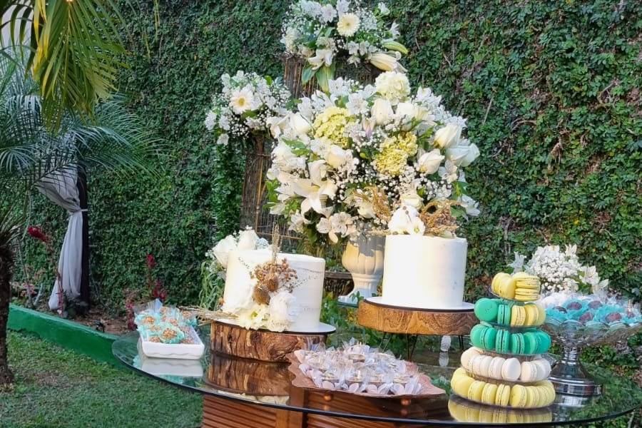 Mesa do bolo estilo rústico