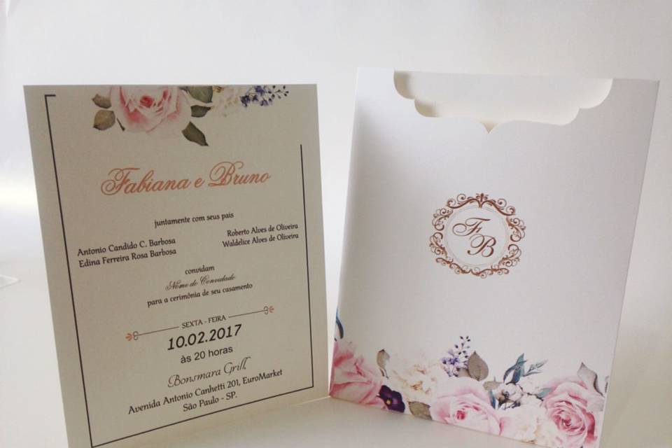 Convite envelope floral