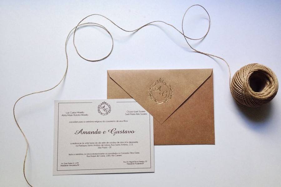 Convite tradicional envelope