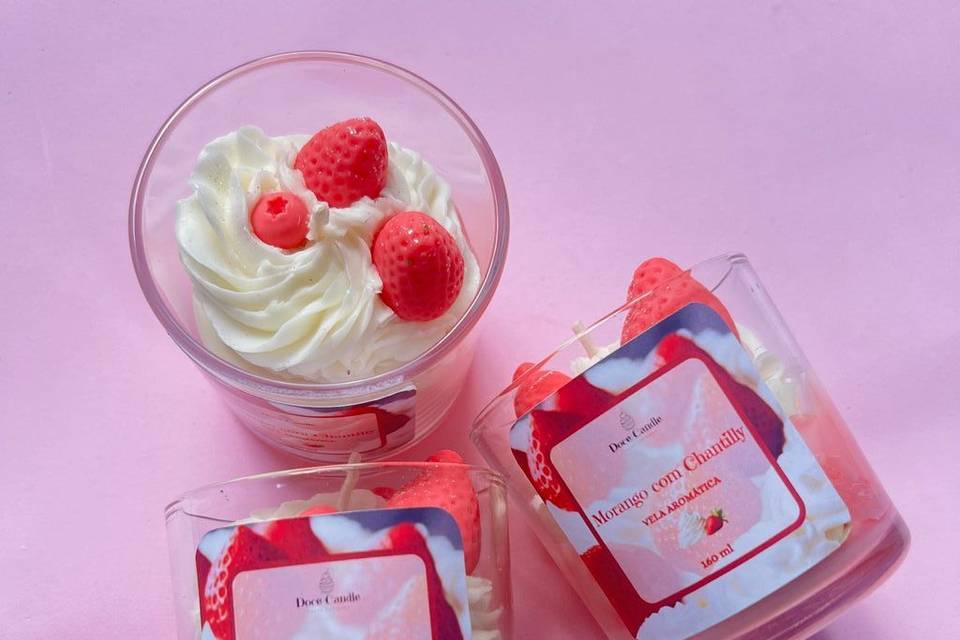 Vela Morango e Chantilly