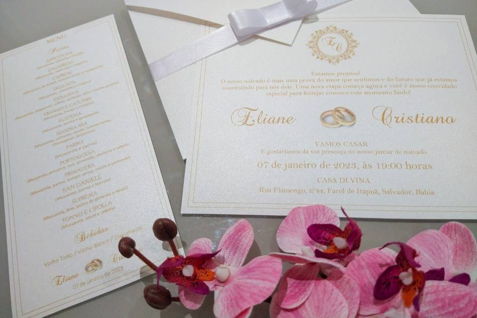 Convite de casamento + menu